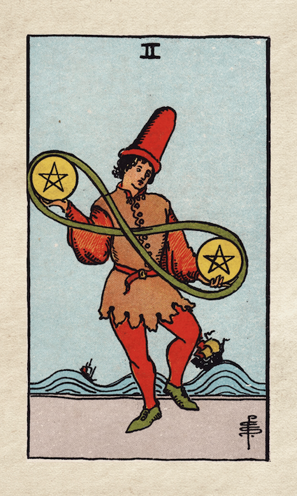 Rider-Waite Tarot Two or pentacles