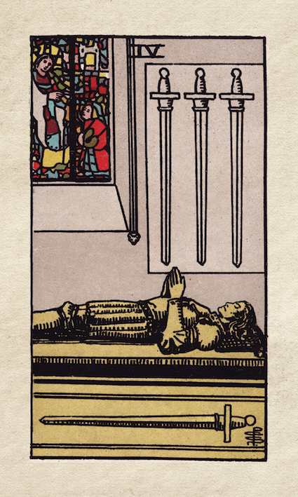 04 Four of Swords Rider Waite Tarot Four of Swords