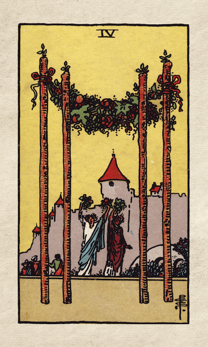 04 Four of wands Rider Waite four of wands