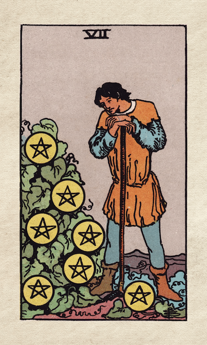 Rider-Waite Tarot Seven of Pentacles
