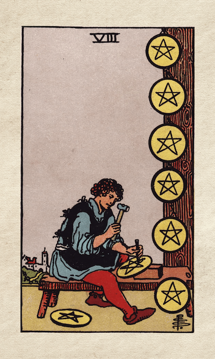 Rider-Waite Tarot Eight of Pentacles