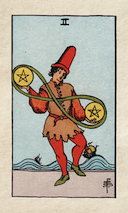 The Two of Pentacles tarot card and the lemniscate